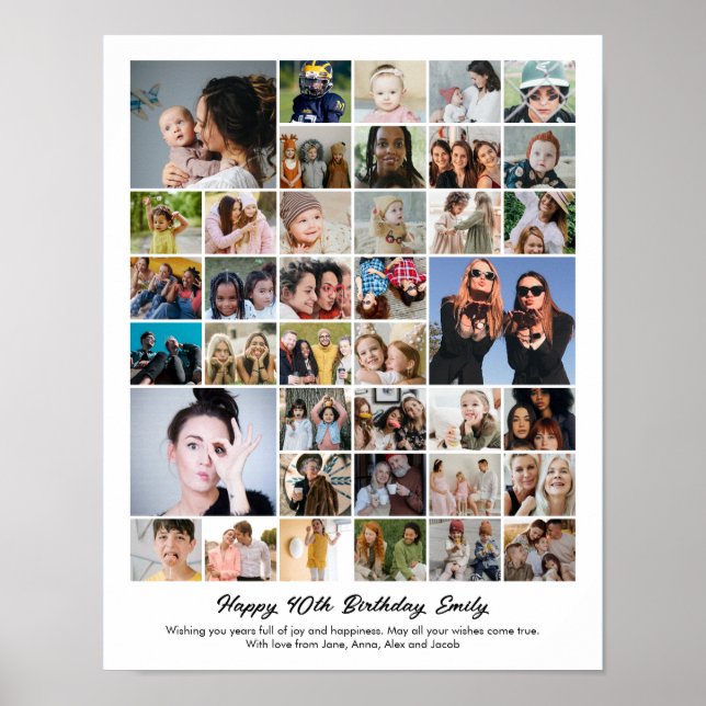 Photo Collage Personalised Birthday Gift Poster (Front)