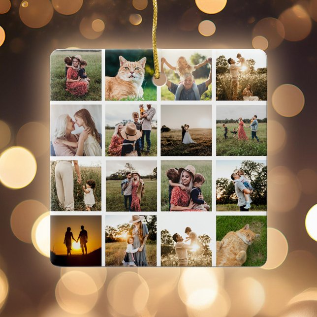 Photo Collage Personalised Family Ceramic Ornament (Creator Uploaded)