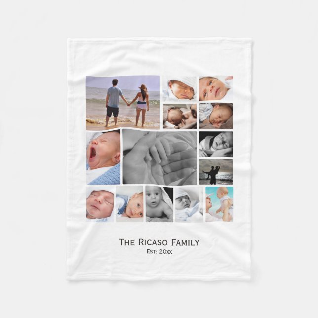 Photo Collage Personalised Fleece Blanket (Front)