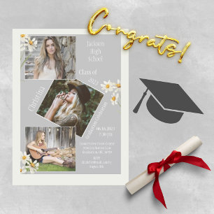 Photo Collage Personalised Grey Graduation Announcement