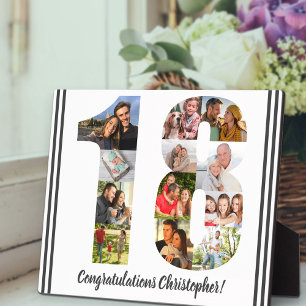 Photo Collage Personalised Number 18 Birthday Plaque