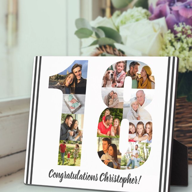 Photo Collage Personalised Number 18 Birthday Plaque (Creator Uploaded)