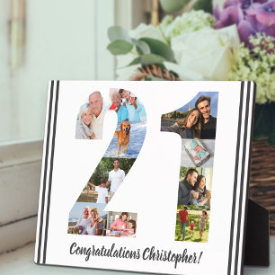 Photo Collage Personalised Number 21 Birthday Plaque