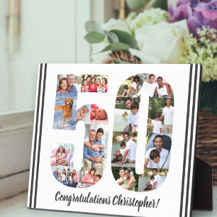 Photo Collage Personalised Number 50 Birthday Plaque
