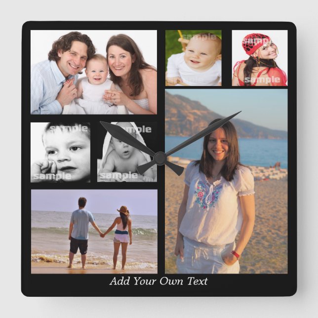 Photo Collage Personalised One Of A Kind Square Wall Clock (Front)