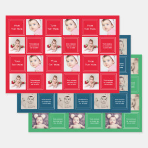Photo Collage Personalised Template Wrapping Paper Sheet