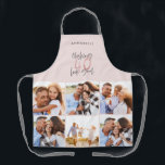 Photo collage pink girly 40th birthday modern apron<br><div class="desc">Photo collage pink girly glitter 40th birthday modern typography design.</div>