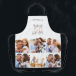Photo collage pink girly 50th birthday modern apron<br><div class="desc">Photo collage pink girly glitter 50th birthday modern typography design.</div>