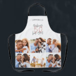 Photo collage pink girly 50th birthday modern apron<br><div class="desc">Photo collage pink girly glitter 50th birthday modern typography design.</div>