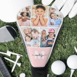Photo Collage Pink Monogram Picture Golf Head Cover<br><div class="desc">This personalized golf head cover features a clean 5-photo collage with a stylish monogram placed at the bottom, set against a blush pink background for a soft and modern touch. Add your favorite family memories, vacation shots, or special moments to create a unique and meaningful keepsake. A fun and thoughtful...</div>