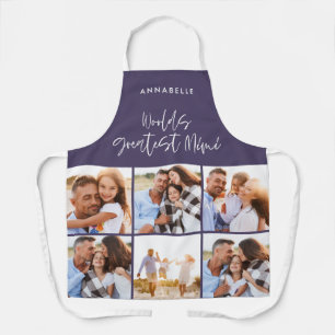 Photo collage pink purple modern mothers day apron
