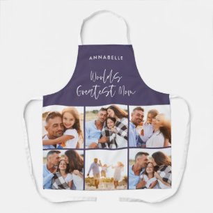 Photo collage pink purple modern mothers day apron