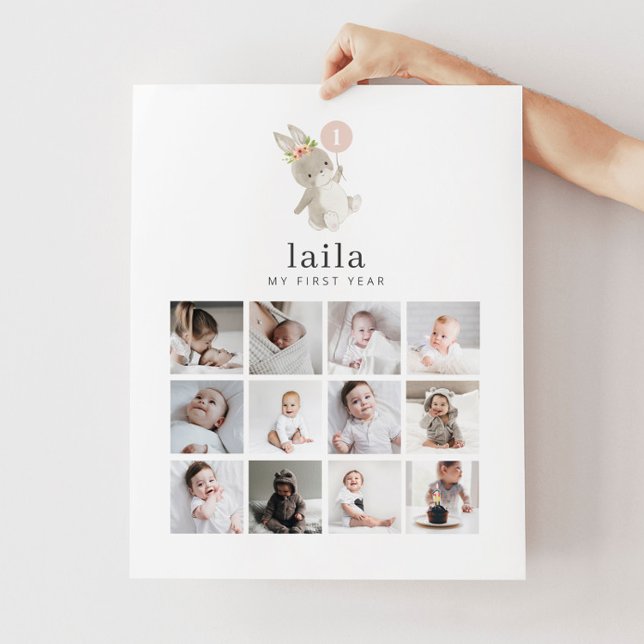 Photo Collage Poster - Bunny Pink Balloon (Creator Uploaded)