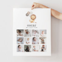 Photo Collage Poster - Lion with 3 Brown Balloons