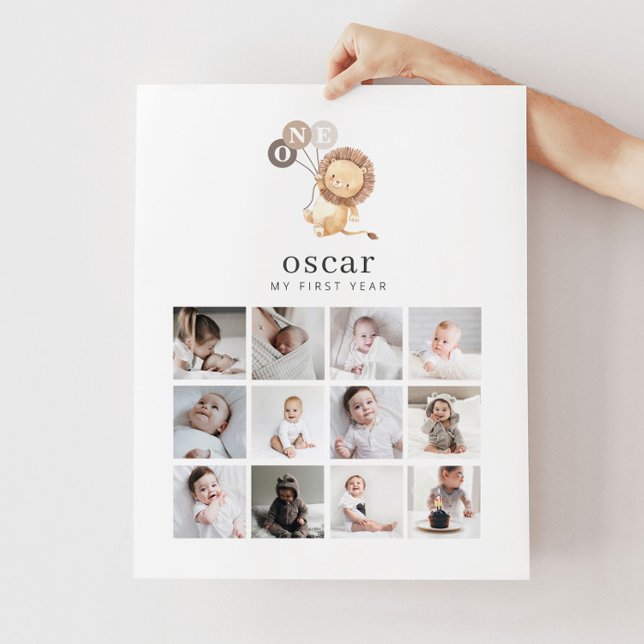 Photo Collage Poster - Lion with 3 Brown Balloons (Creator Uploaded)