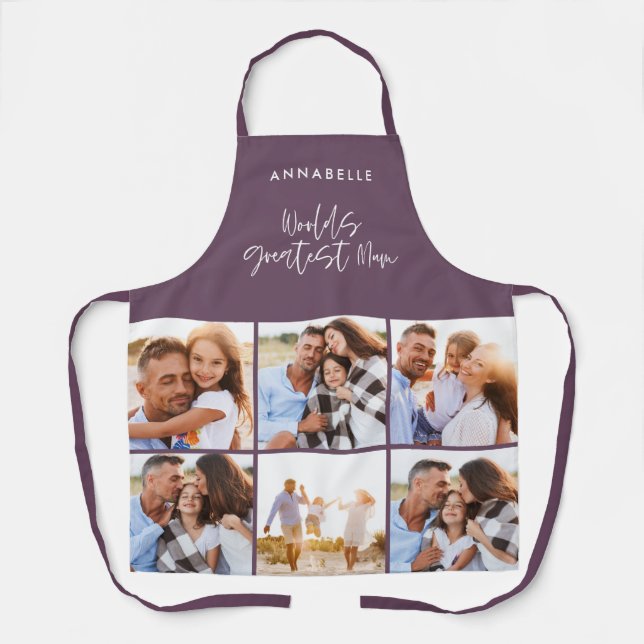 Photo collage purple girly modern mum mothers day apron (Front)