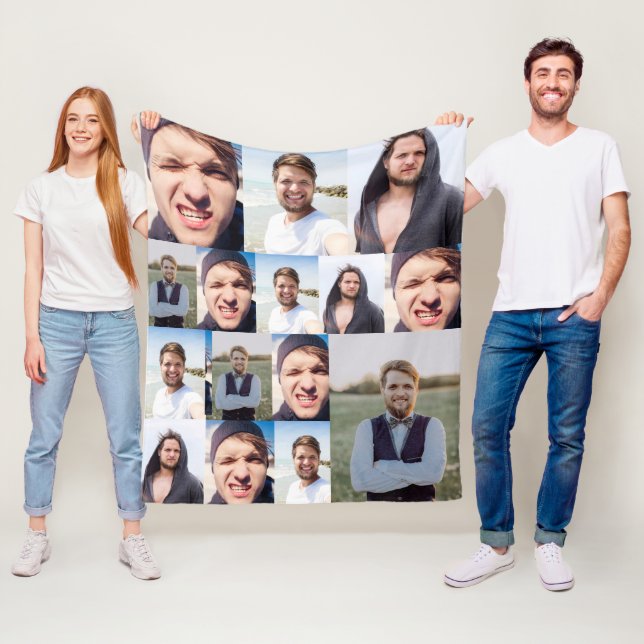 Photo Collage Put Your Face On a Fleece Blanket (In Situ)