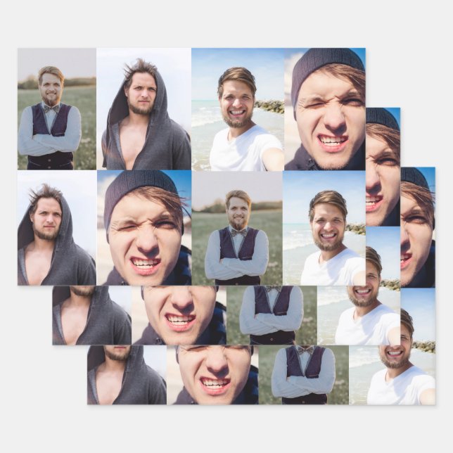 Photo Collage Put Your Face On Wrapping Paper Sheet (Set)