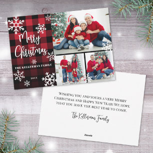 Photo Collage Red Christmas Holiday Card