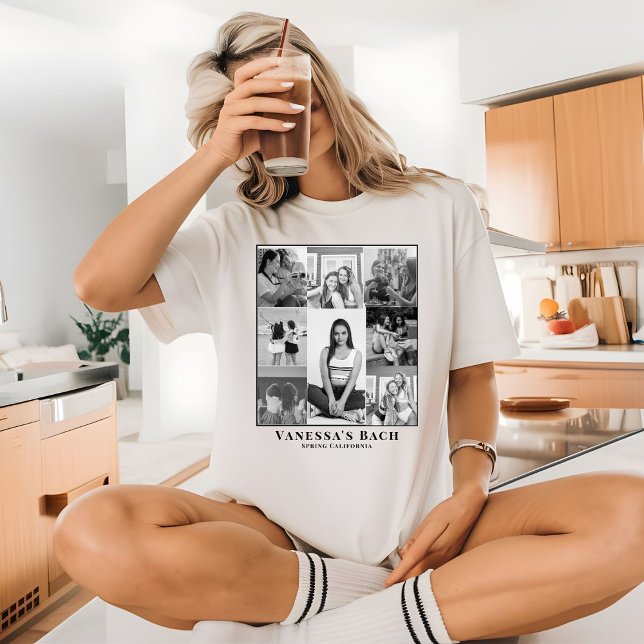  Photo Collage Retro Picture Bachelorette Bestie T-Shirt (Creator Uploaded)