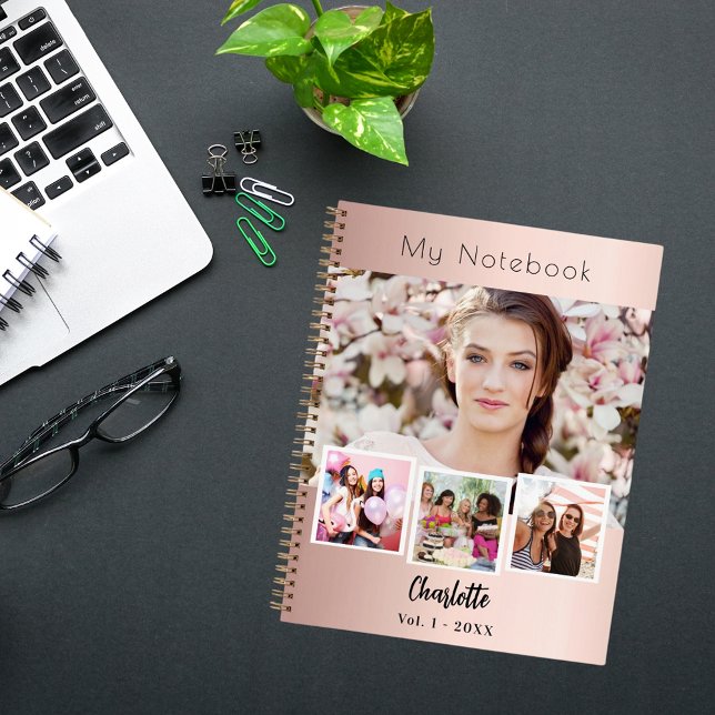 Photo collage rose gold notebook (Creator Uploaded)