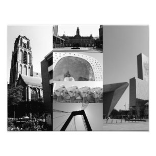 Photo collage Rotterdam 1 in black and white Print