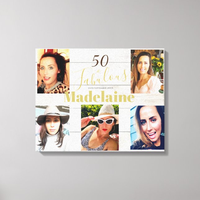 Photo Collage Rustic Simple 50 Fabulous  Canvas Print (Front)