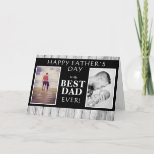 Photo Collage Rustic Wood Best Dad Father`s day Card