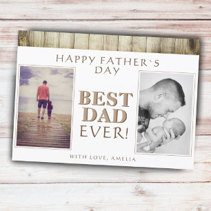 Photo Collage Rustic Wood Best Dad Father`s Day Card