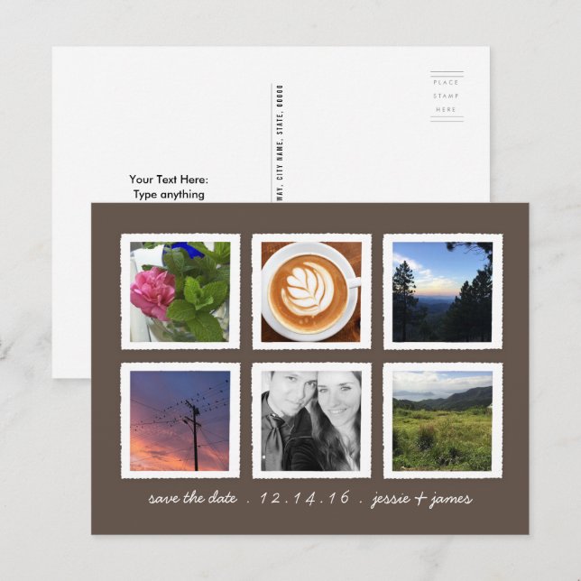 Photo Collage save the date Announcement Postcard (Front/Back)