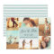 Photo Collage Save the Date Flat Card | Light Aqua