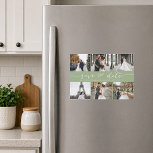 Photo Collage Save the Date Sage Green