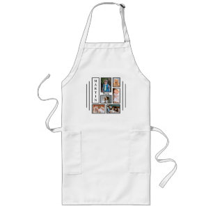 Photo Collage Script Family Name Personalised Long Apron