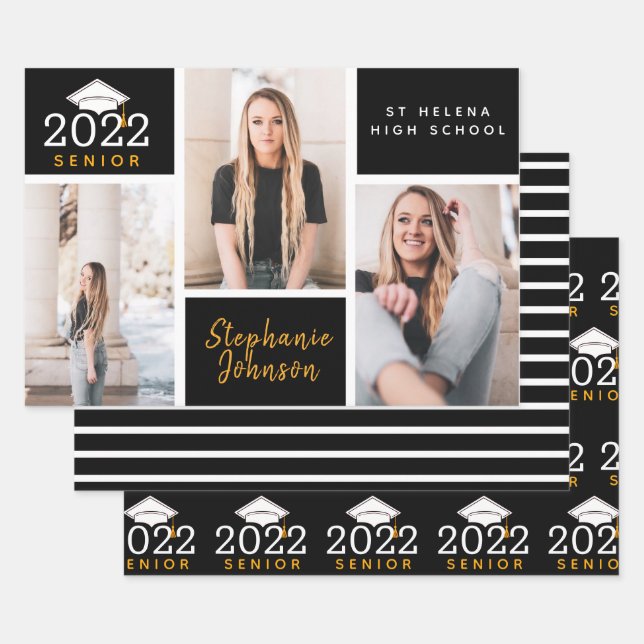 Photo Collage Senior Graduation Wrapping Paper Sheet (Set)