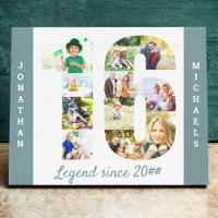 Photo Collage set in Number 16 Teal White Custom