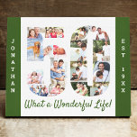 Photo Collage set in Number 50 Green White Custom Canvas Print<br><div class="desc">Create your own unique 50th Birthday Gift. This smart canvas is a great way to display your photo collage. The template is set up ready for you to add your favourite photos, which will automatically appear in the shape of the number 50. You can also add your name and birth...</div>