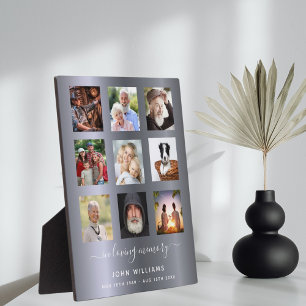 Photo collage silver memorial funeral plaque
