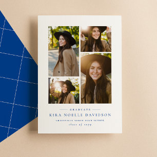 Photo collage simple blue graduation announcement