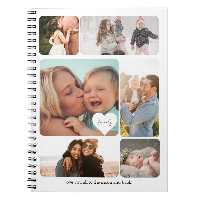 Photo Collage Simple Family Mum Dad Kids Diary Notebook (Front)