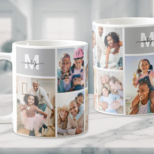 Photo Collage Simple Monogram Coffee Mug