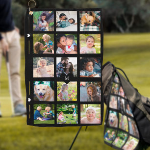 Photo collage simple monogram picture personalised golf towel