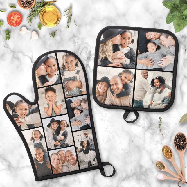 Photo Collage Simple Picture Oven Mitt & Pot Holder Set (Photo Collage Simple Picture Oven Mitt & Pot Holder Set )