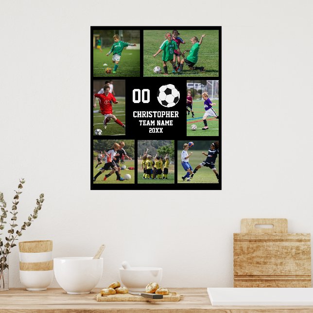Photo collage Soccer team name Poster (Kitchen)