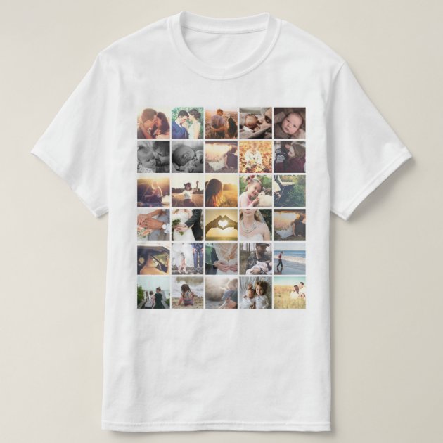 different shape collage print on tshirt