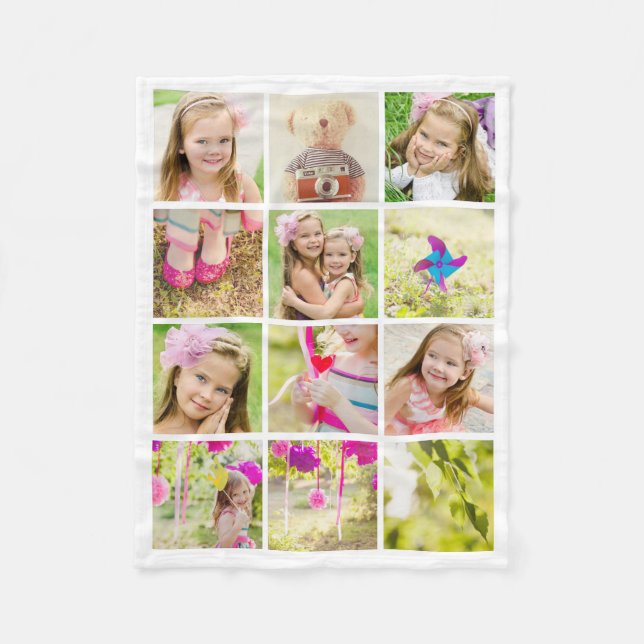Photo Collage Template Personalised Fleece Blanket (Front)