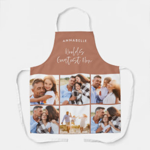 Photo collage terracotta girly modern mothers day apron