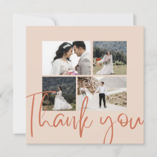 Photo Collage Terracotta Wedding Thank You Card
