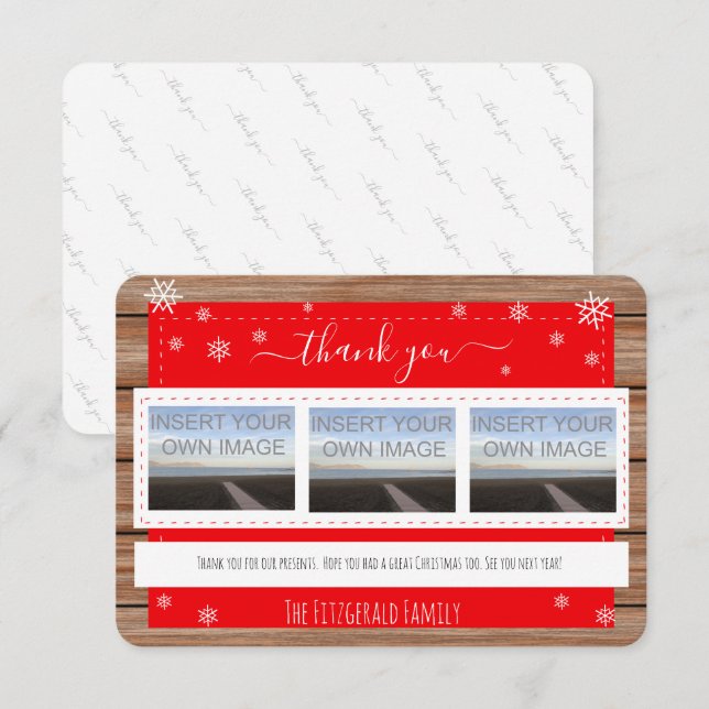 Photo Collage Thank You Christmas Holiday Custom Card (Front/Back)