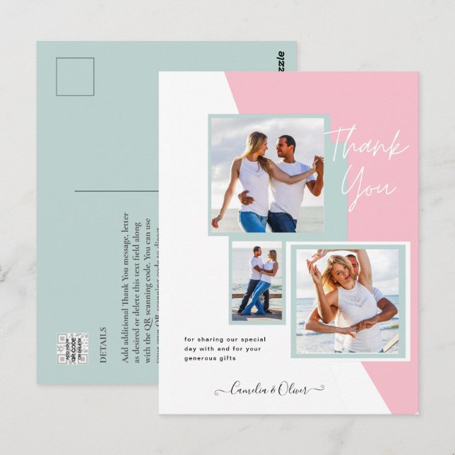 Photo Collage THANK YOU Wedding/Baby/Graduate/ANY Postcard (Front/Back)