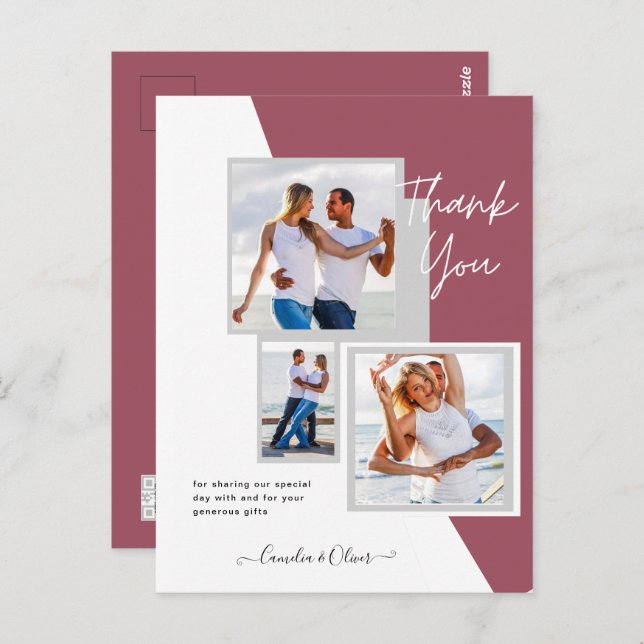 Photo Collage THANK YOU Wedding/Baby/Graduate/ANY Postcard (Front/Back)